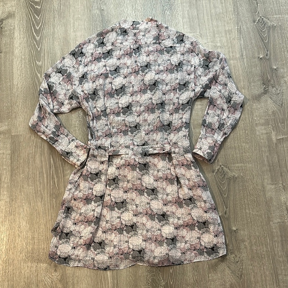 REISS Womens Sz 2 Alice Circle Printed Long Sleeve Shirt Belt Mini Casual‎ Dress - Picture 15 of 16